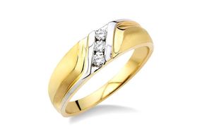 1/10 Ctw Round Cut Diamond Men's Ring in 10K Yellow Gold - Size 9