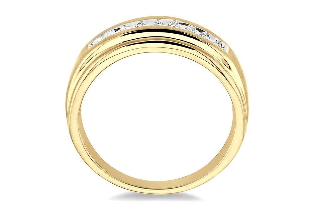 1/4 Ctw Round Cut Diamond Men's Ring in 10K Yellow Gold - Size 9