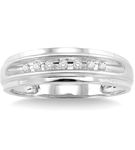 1/20 Ctw Round Cut Diamond Men's Ring in 10K White Gold - Size 9