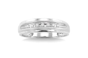 1/20 Ctw Round Cut Diamond Men's Ring in 10K White Gold - Size 9