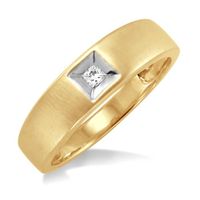 1/20 Ctw Princess Cut Diamond Men's Ring in 10K Yellow Gold - Size 9