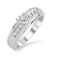 1/8 Ctw Round Cut Diamond Engagement Ring in 10K White Gold - Size 5