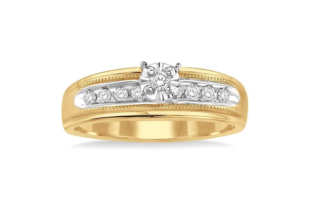 1/8 Ctw Round Cut Diamond Engagement Ring in 10K Yellow Gold - Size 5