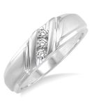 1/8 Ctw Round Cut Diamond Men's Ring in 10K White Gold - Size 9