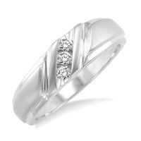 1/8 Ctw Round Cut Diamond Men's Ring in 10K White Gold - Size 9