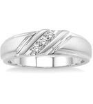 1/8 Ctw Round Cut Diamond Men's Ring in 10K White Gold - Size 9