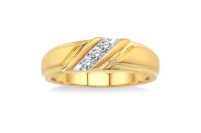 1/8 Ctw Round Cut Diamond Men's Ring in 10K Yellow Gold - Size 9