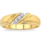 1/8 Ctw Round Cut Diamond Men's Ring in 10K Yellow Gold - Size 9