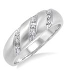 1/8 Ctw Round Cut Diamond Men's Ring in 10K White Gold - Size 9