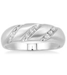 1/8 Ctw Round Cut Diamond Men's Ring in 10K White Gold - Size 9