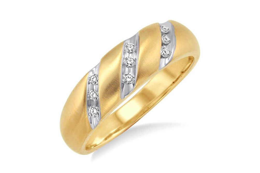 1/8 Ctw Round Cut Diamond Men's Ring in 10K Yellow Gold - Size 9