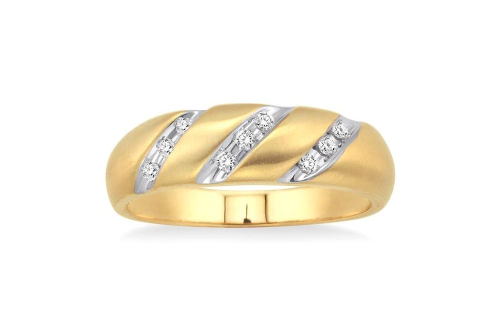 1/8 Ctw Round Cut Diamond Men's Ring in 10K Yellow Gold - Size 9