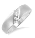 1/8 Ctw Round Cut Diamond Men's Ring in 10K White Gold - Size 9