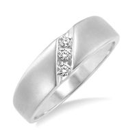 1/8 Ctw Round Cut Diamond Men's Ring in 10K White Gold - Size 9