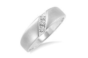 1/8 Ctw Round Cut Diamond Men's Ring in 10K White Gold - Size 9