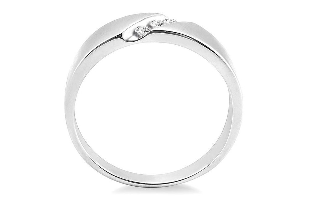 1/8 Ctw Round Cut Diamond Men's Ring in 10K White Gold - Size 9