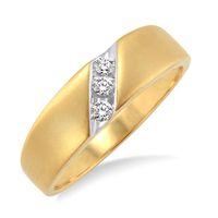 1/8 Ctw Round Cut Diamond Men's Ring in 10K Yellow Gold - Size 9