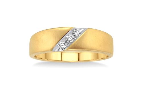 1/8 Ctw Round Cut Diamond Men's Ring in 10K Yellow Gold - Size 9