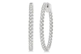 1 Ctw Round Cut Lab Grown Diamond In-Out Hoop Earring in 10K White Gold