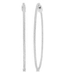 1 ctw Round Cut Lab Grown Diamond In & Out 2-Inch Hoop Earrings in 10K White Gold