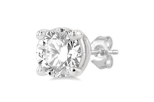 1 1/2 Ctw Round Cut Lab Grown Diamond Stud Earring in 10K White Gold