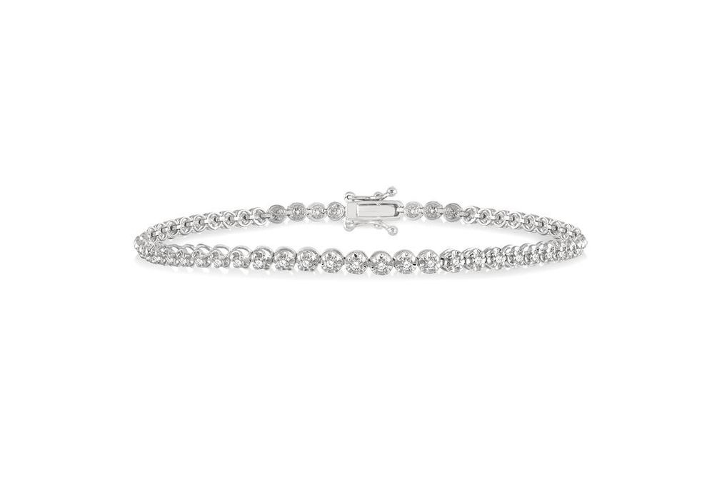 1 ctw Round Cut Lab Grown Diamond Illusion Bracelet in 10K White Gold