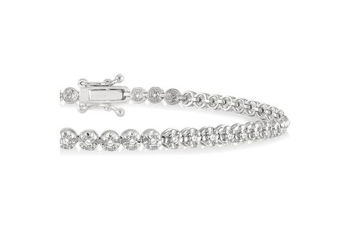 1 ctw Round Cut Lab Grown Diamond Illusion Bracelet in 10K White Gold