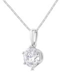 1 Ctw Round Cut Lab Grown Diamond Solitaire Pendant in 10K White Gold with Chain