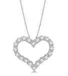 1 Ctw Round Cut Lab Grown Diamond Heart Shape Pendant with Chain in 10K White Gold