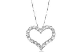 1 Ctw Round Cut Lab Grown Diamond Heart Shape Pendant with Chain in 10K White Gold