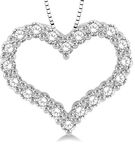 1 Ctw Round Cut Lab Grown Diamond Heart Shape Pendant with Chain in 10K White Gold