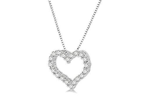 1/2 ctw Round Cut Lab Grown Diamond Heart Shape Pendant With Chain in 10K White Gold