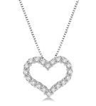 1/2 ctw Round Cut Lab Grown Diamond Heart Shape Pendant With Chain in 10K White Gold