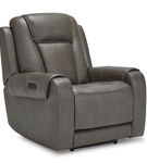 Signature Design by Ashley Card Player Power Recliner-Smoke