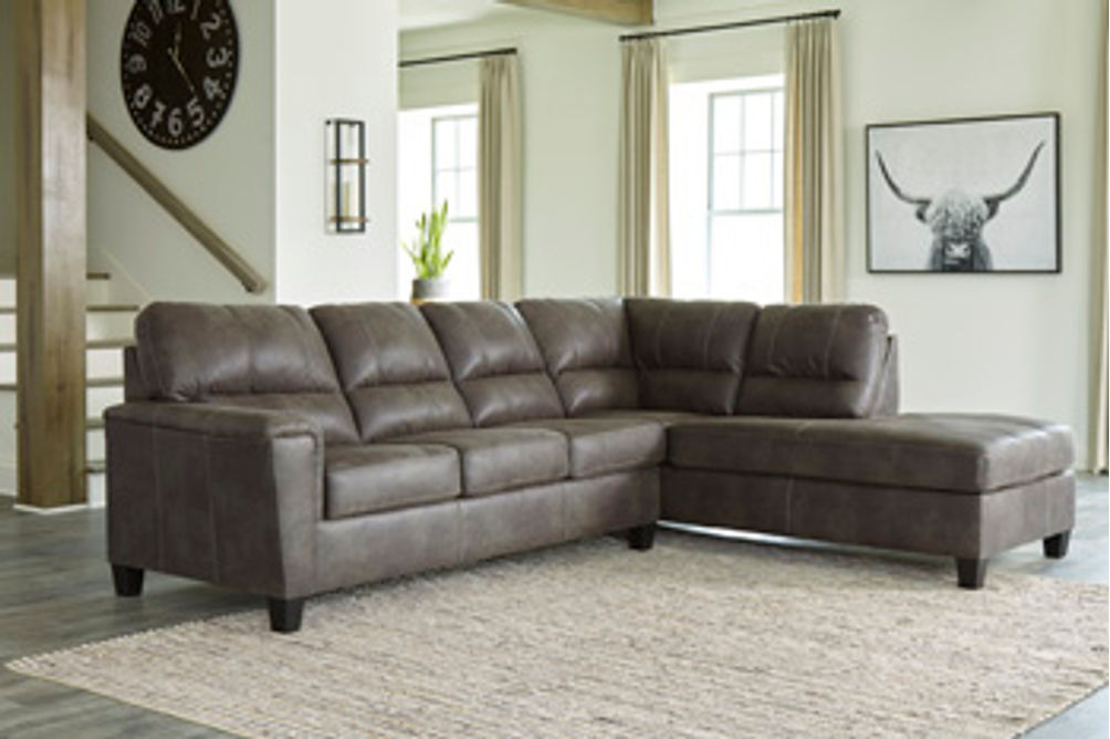 Signature Design by Ashley Navi 2-Piece Sleeper Sectional with Chaise-Smoke