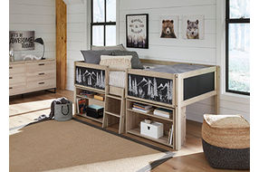 Wrenalyn Twin Loft Bed with Under Bed Bookcase Storage