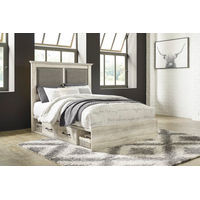 Cambeck Queen Upholstered Panel Bed with 2 Side Under Bed Storage-Whitewash