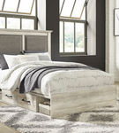 Cambeck Queen Upholstered Panel Bed with 2 Side Under Bed Storage-Whitewash