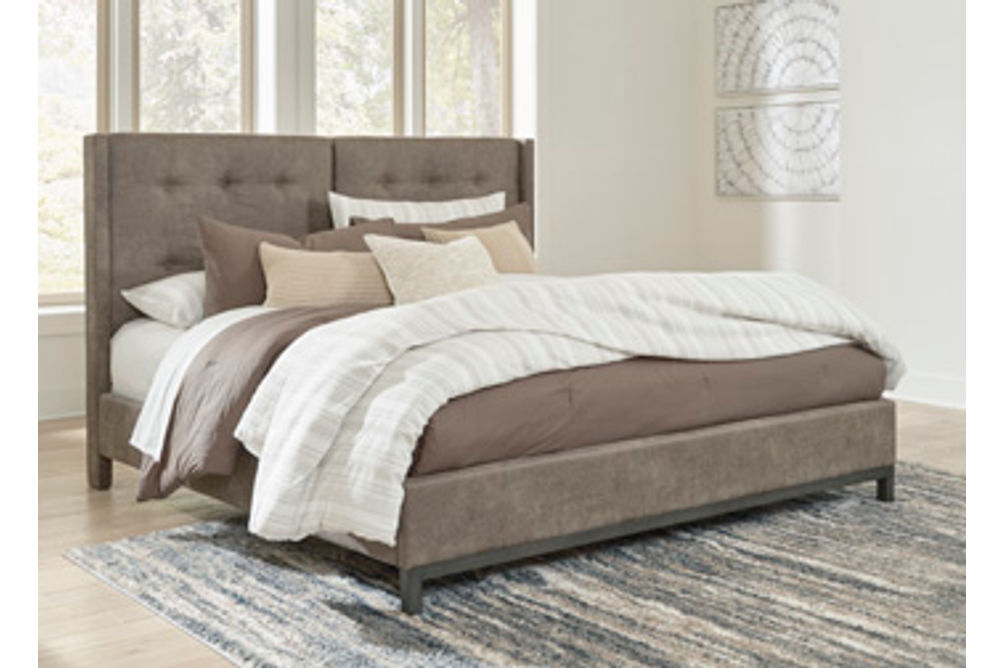 Signature Design by Ashley Wittland King Upholstered Panel Bed-Brown