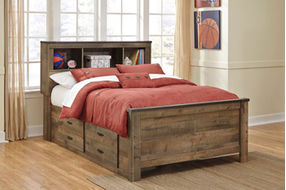 Signature Design by Ashley Trinell Full Bookcase Bed with 2 Storage Drawers