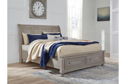 Signature Design by Ashley Lettner King Panel Storage Bed-Light Gray