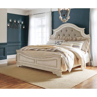 Signature Design by Ashley Realyn Queen Upholstered Panel Bed-Chipped White