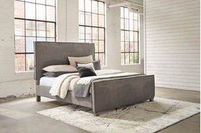 Millennium by Ashley Krystanza King Upholstered Panel Bed-Weathered Gray