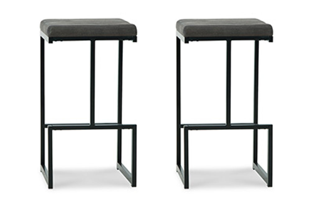 Signature Design by Ashley Strumford Bar Height Bar Stool (Set of 2)-Gray/Blac