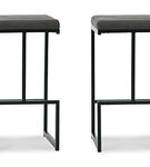 Signature Design by Ashley Strumford Bar Height Bar Stool (Set of 2)-Gray/Blac