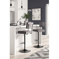 Signature Design by Ashley Strumford Bar Height Bar Stool (Set of 2)-Gray/Blac