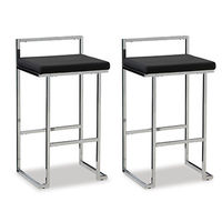 Signature Design by Ashley Madanere Bar Height Bar Stool (Set of 2)-Black/Chro