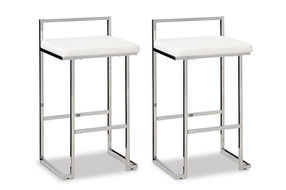 Signature Design by Ashley Madanere Bar Height Bar Stool (Set of 2)-White/Chro