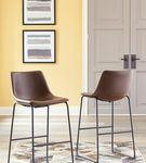 Signature Design by Ashley Centiar Pub Height Bar Stool (Set of 2)-Brown