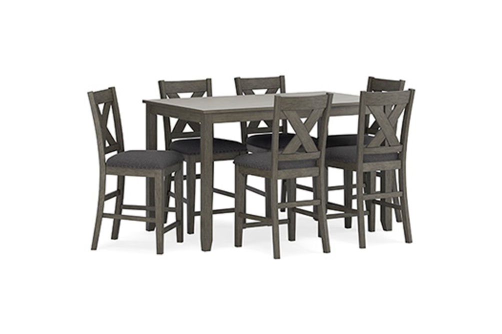 Caitbrook Counter Height Dining Table and Bar Stools (Set of 7)-Gray